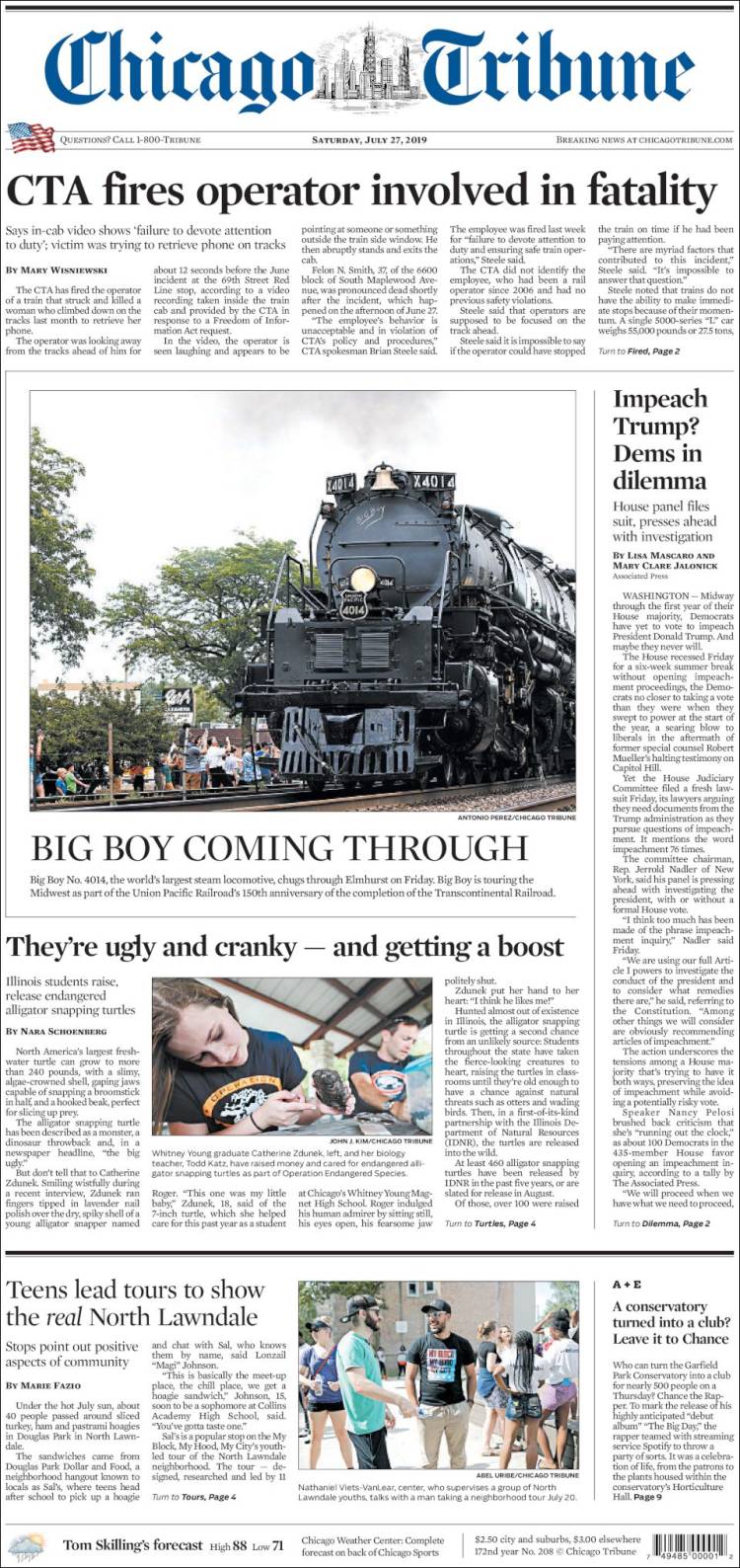 Portada de Chicago Tribune (USA)