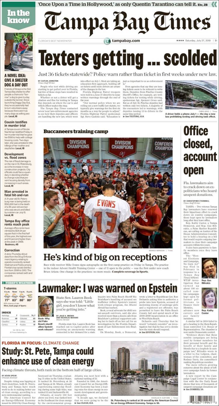 Portada de Tampa Bay Times (USA)