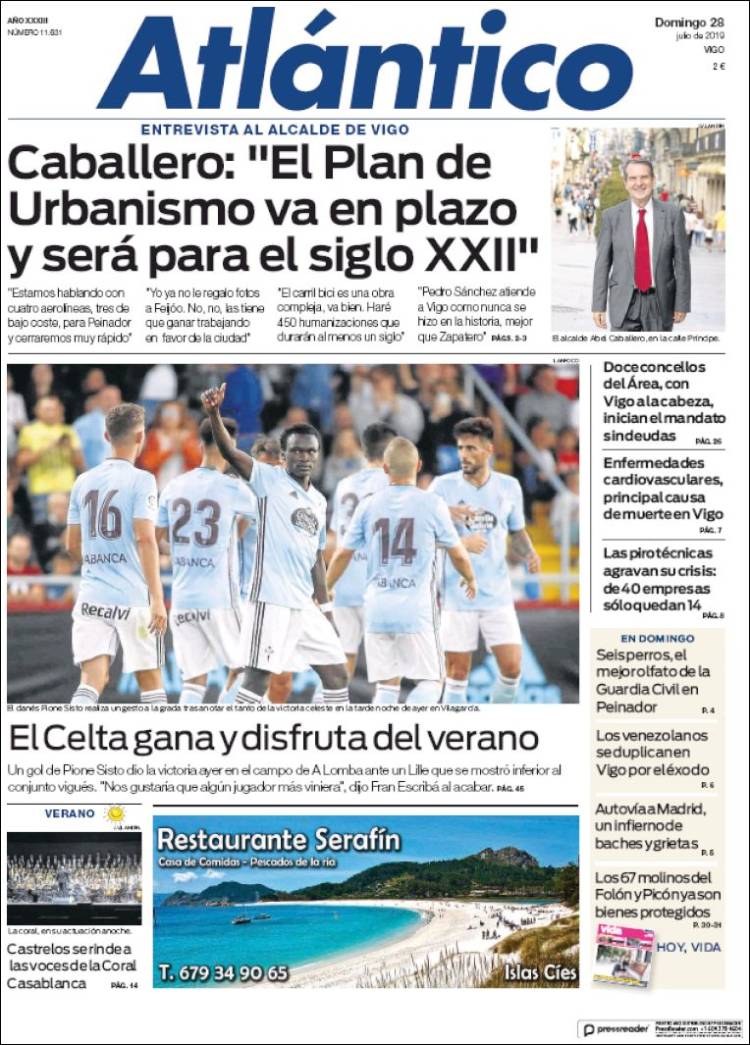 Portada de Atlántico Diario (Espagne)