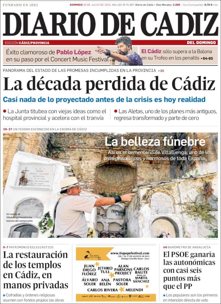 Portada de Diario de Cádiz (Espagne)