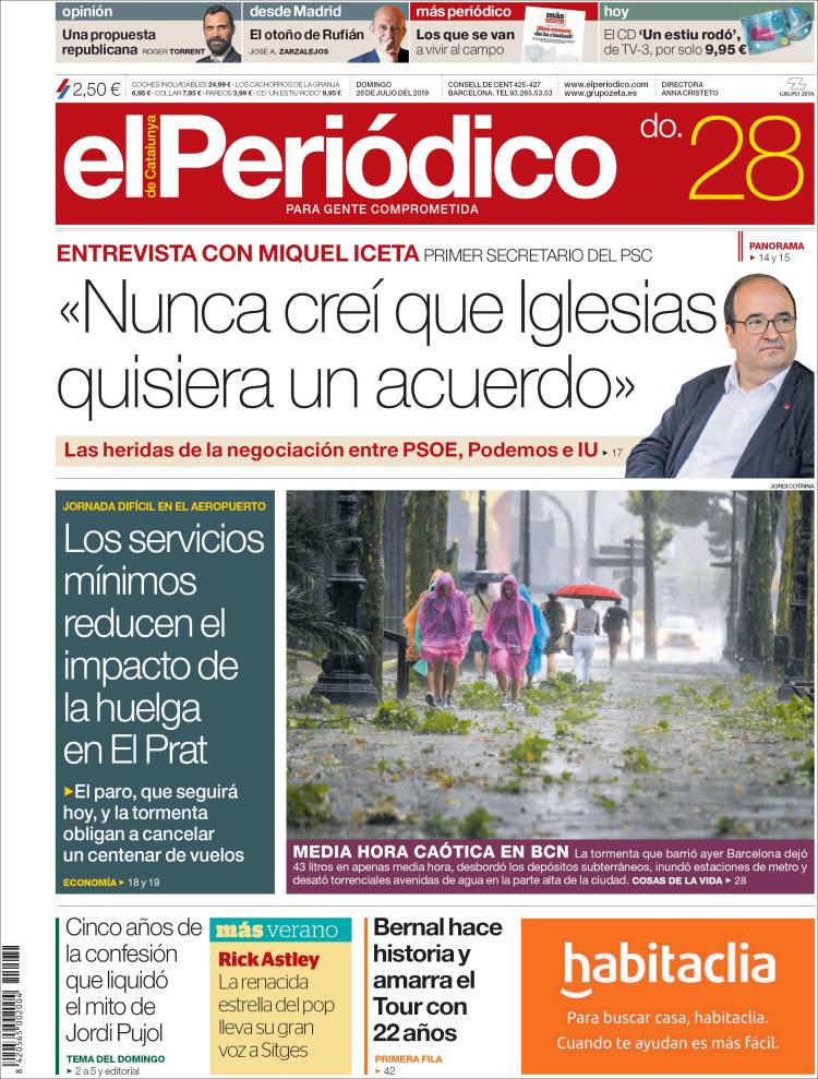 Portada de El Periódico (Espagne)