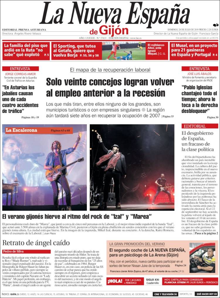 Portada de La Nueva España - Gijón (Espagne)