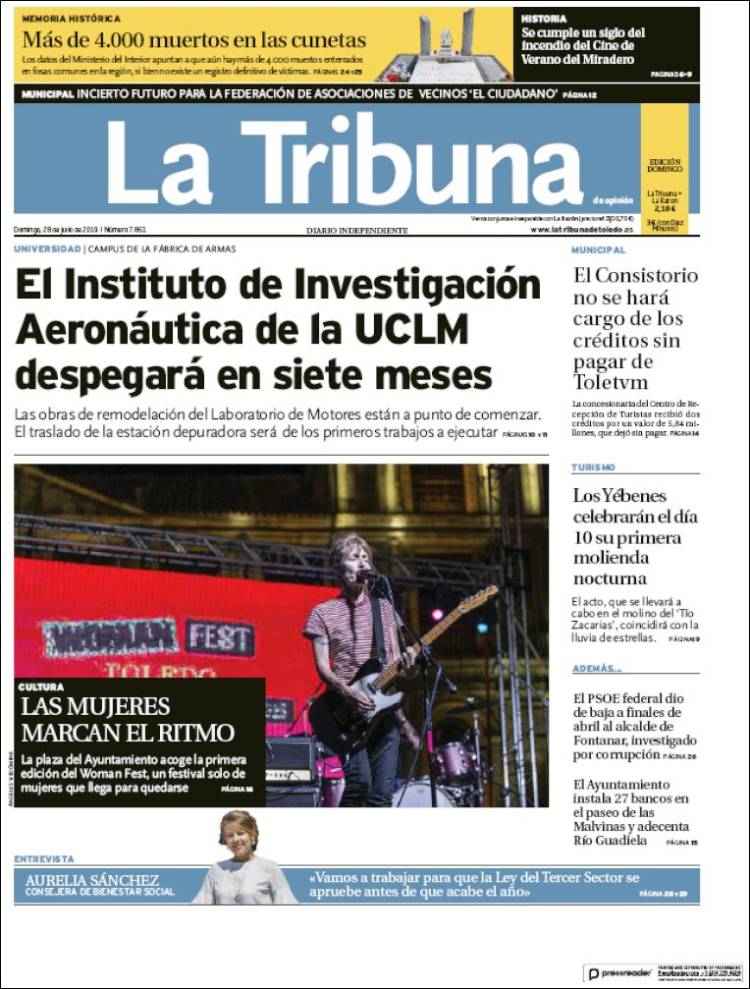 Portada de La Tribuna de Toledo (Espagne)