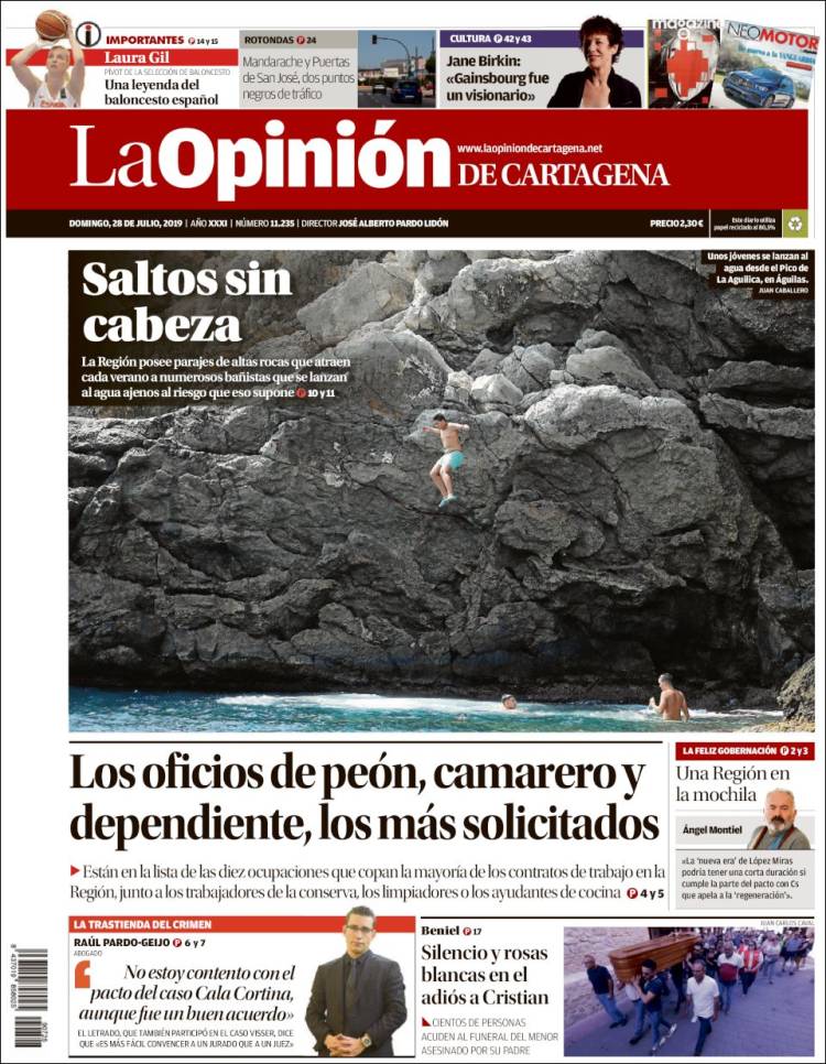 Portada de La Opinión de Murcia (Espagne)