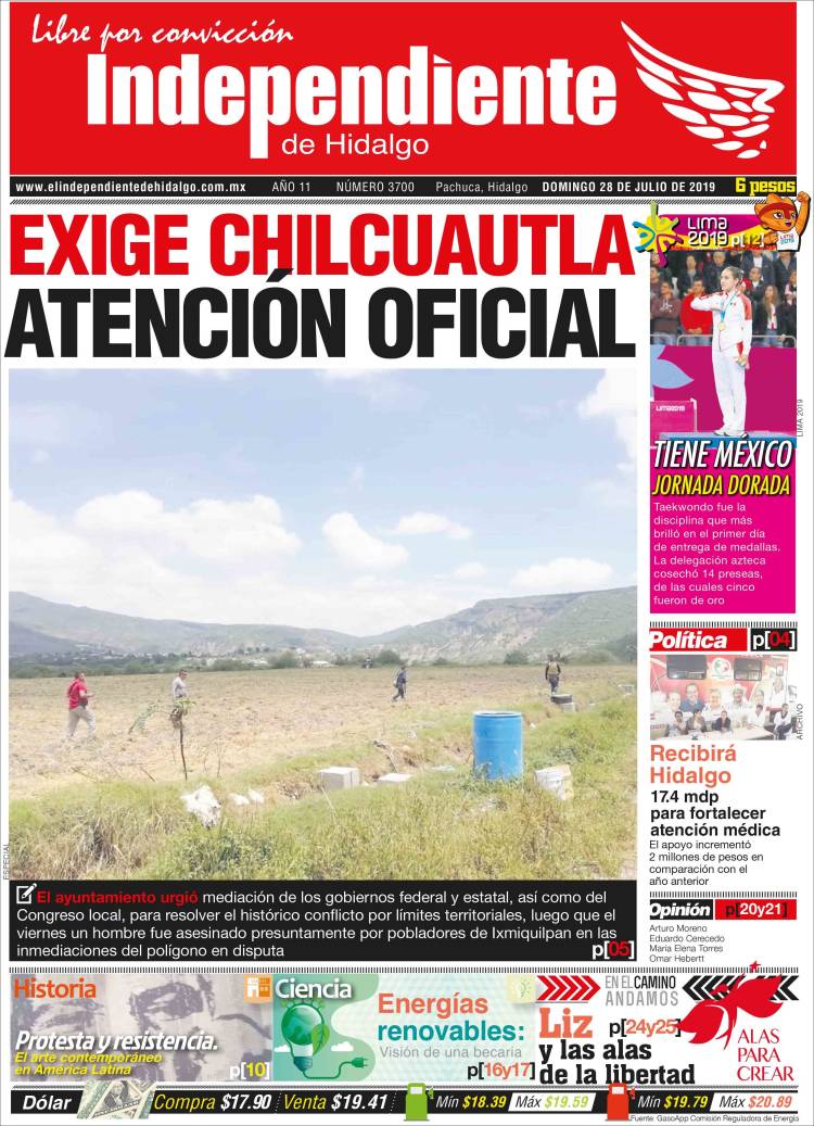 Portada de El Independiente de Hidalgo (Mexique)