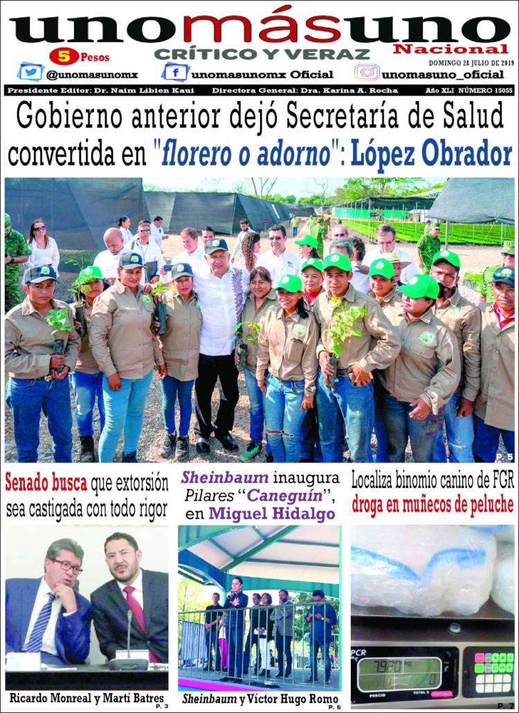 Portada de unomásuno (Mexique)