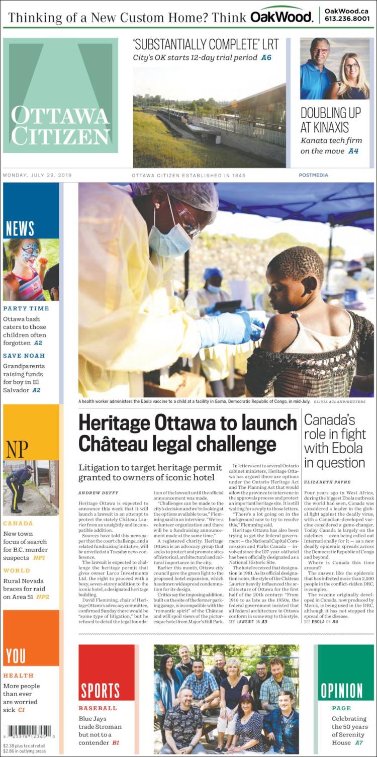 Portada de Ottawa Citizen (Canadá)