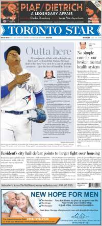 Portada de The Toronto Star (Canadá)