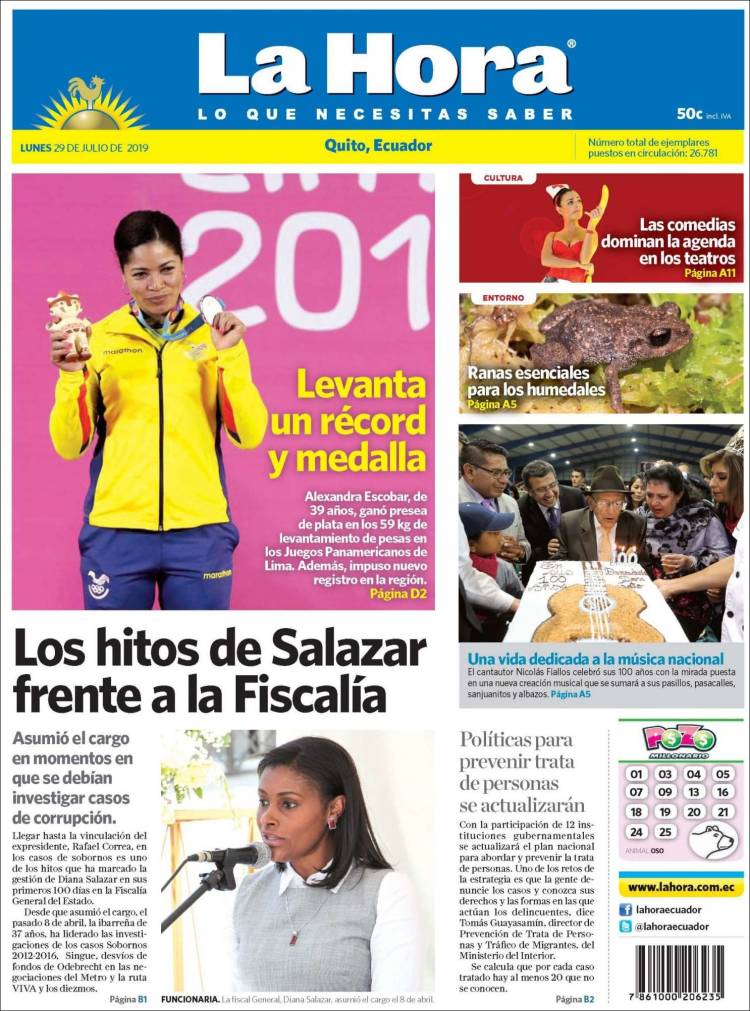 Portada de La Hora - Ecuador (Ecuador)