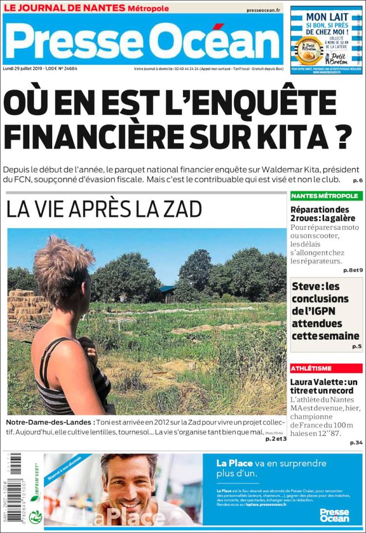 Portada de Presse Ocean (Francia)