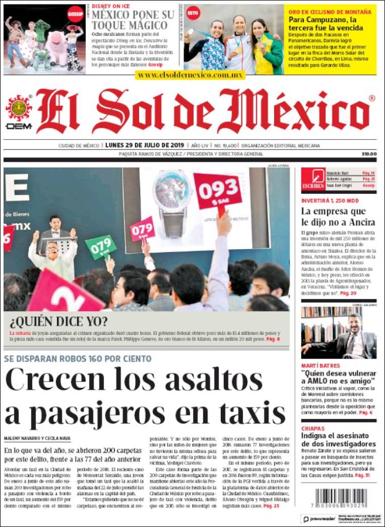 Portada de El Sol de México (Mexico)