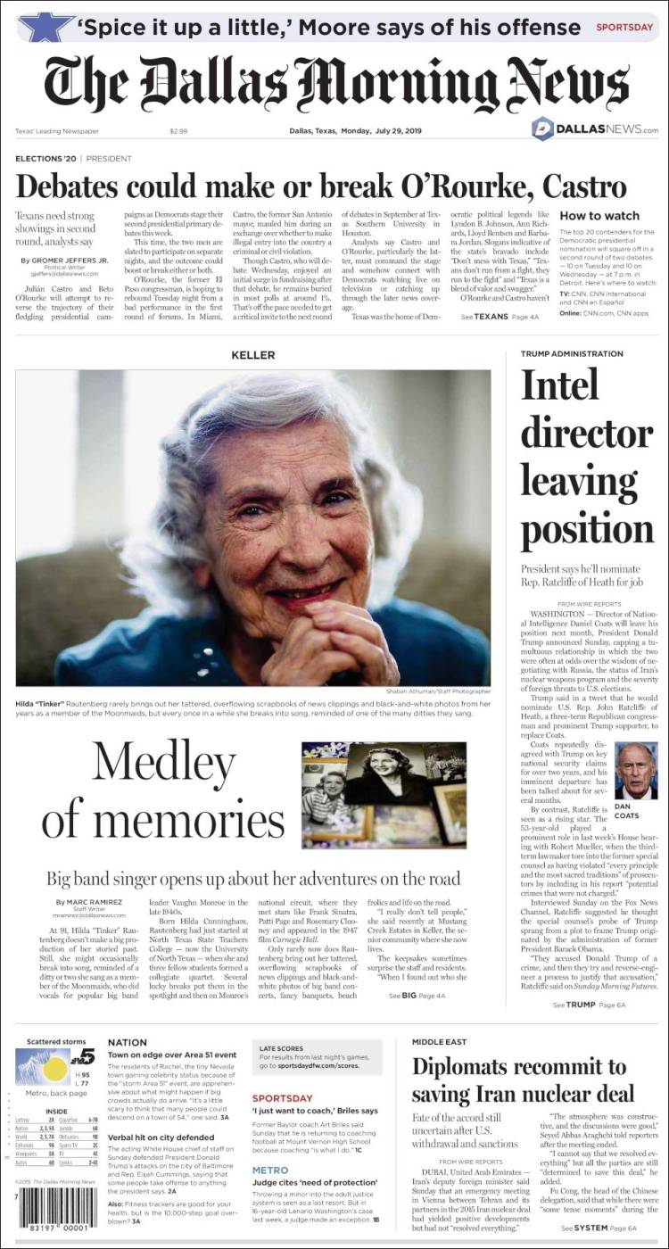 Portada de Dallas Morning News (USA)