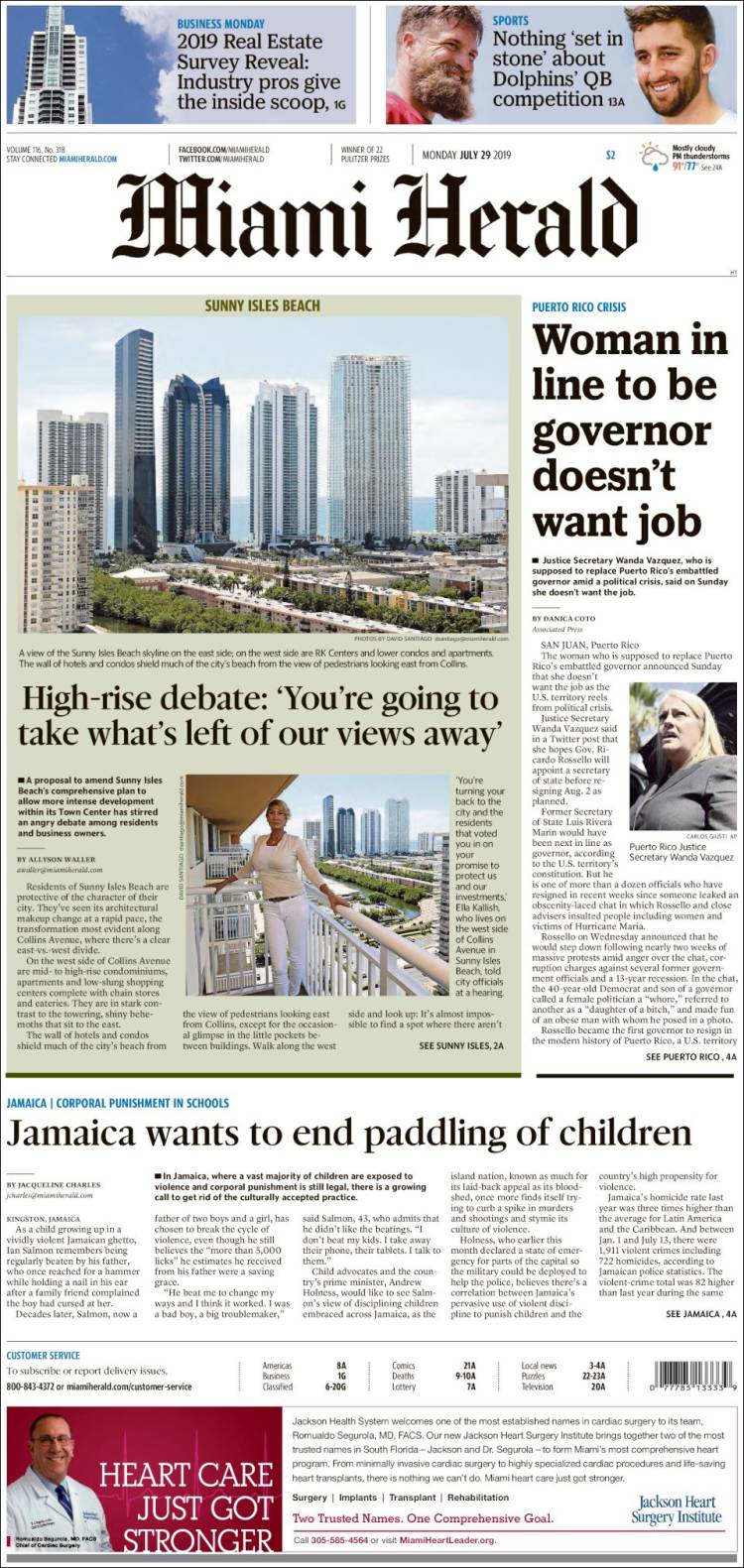 Portada de Miami Herald (USA)