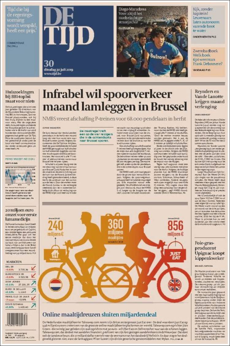 Portada de De Tijd (Belgium)
