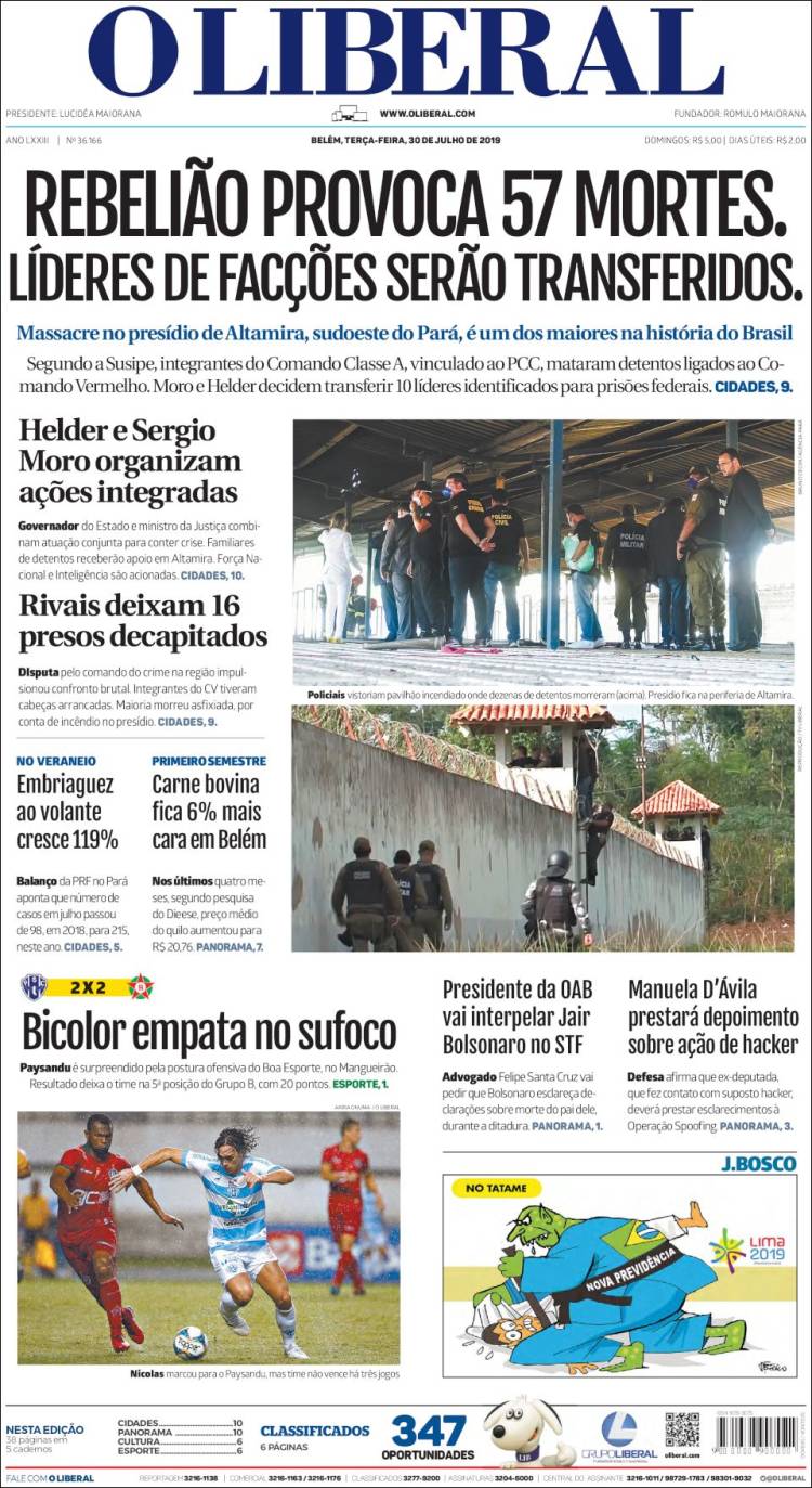 Portada de O Liberal (Brasil)