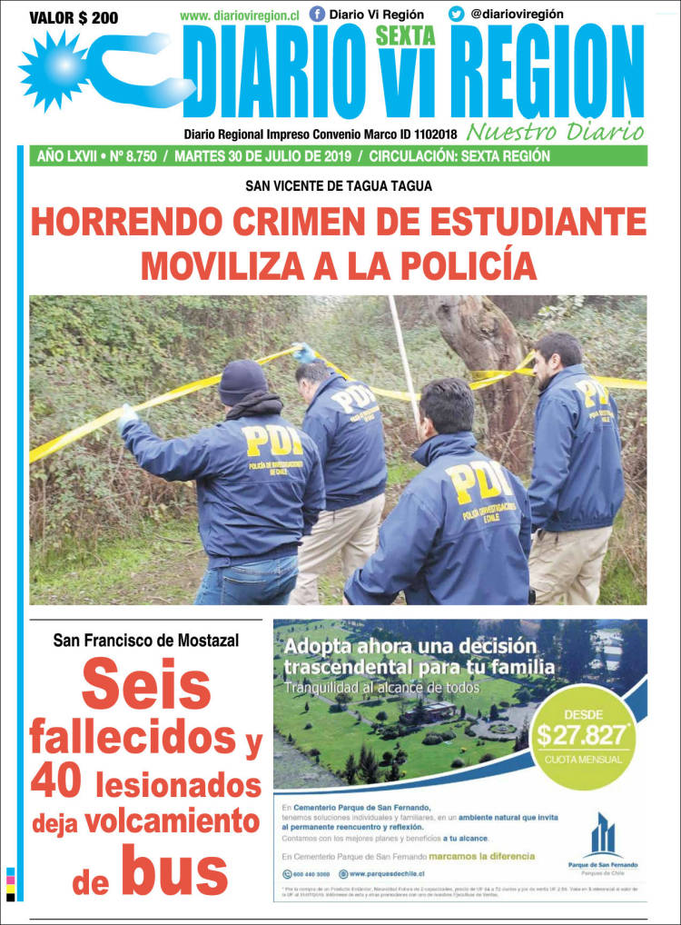 Portada de Diario VI Región (Chile)