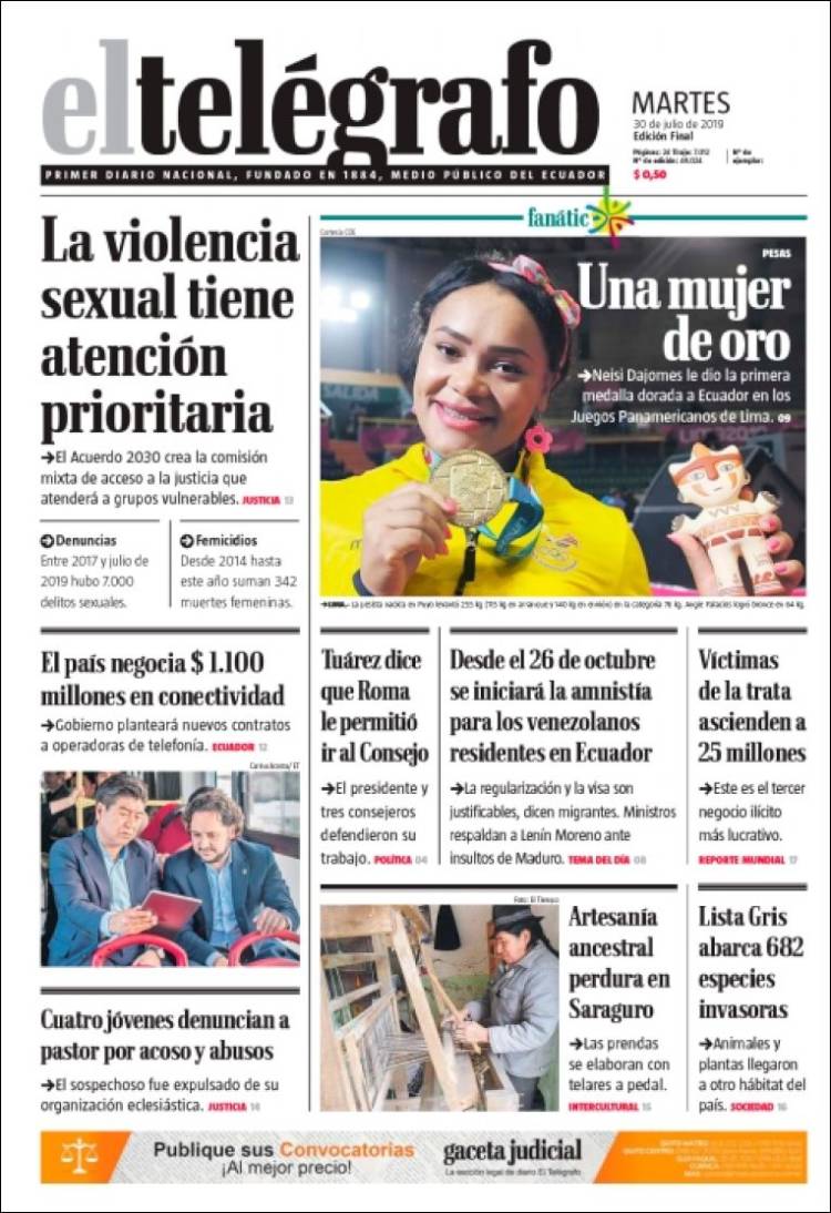 Portada de El Telégrafo (Ecuador)
