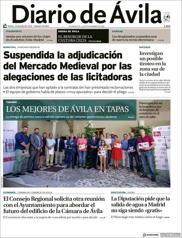 Portada de Diario de Ávila (Spain)