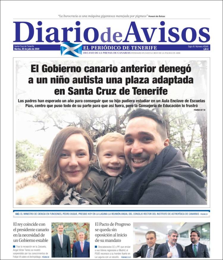 Portada de Diarios de Avisos (Spain)