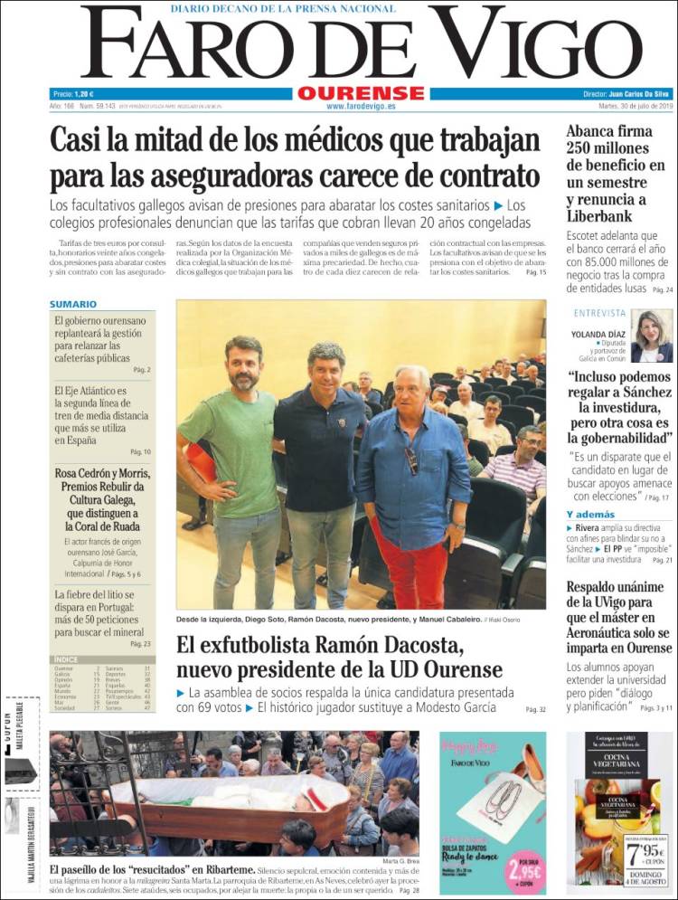 Portada de El Faro de Vigo - Ourense (Spain)