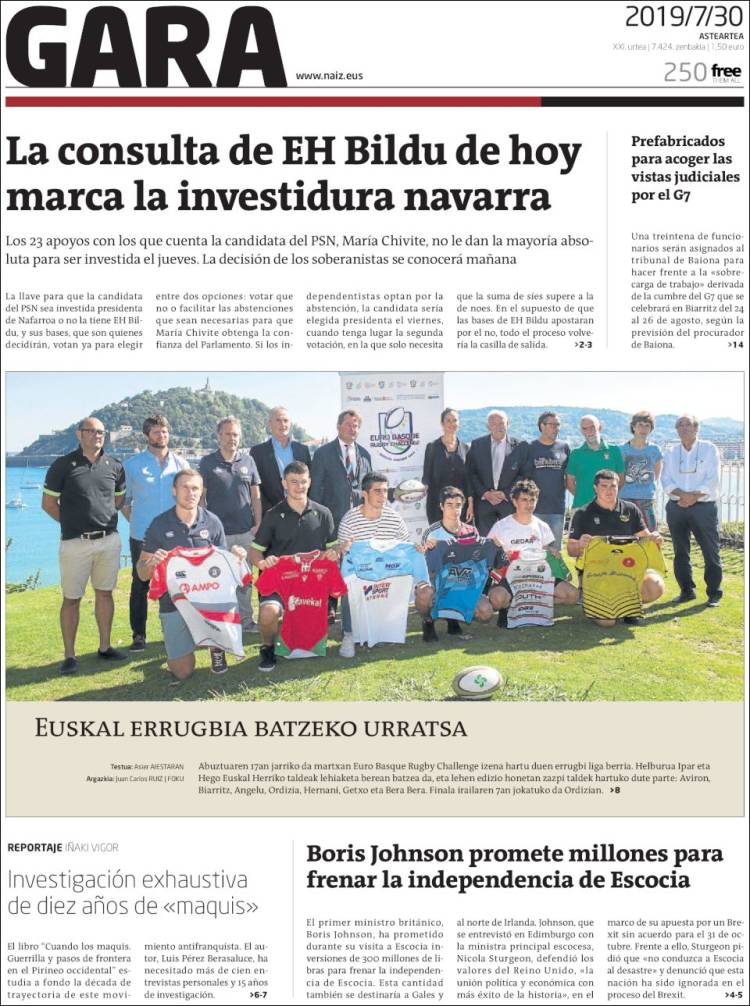 Portada de Gara (Spain)