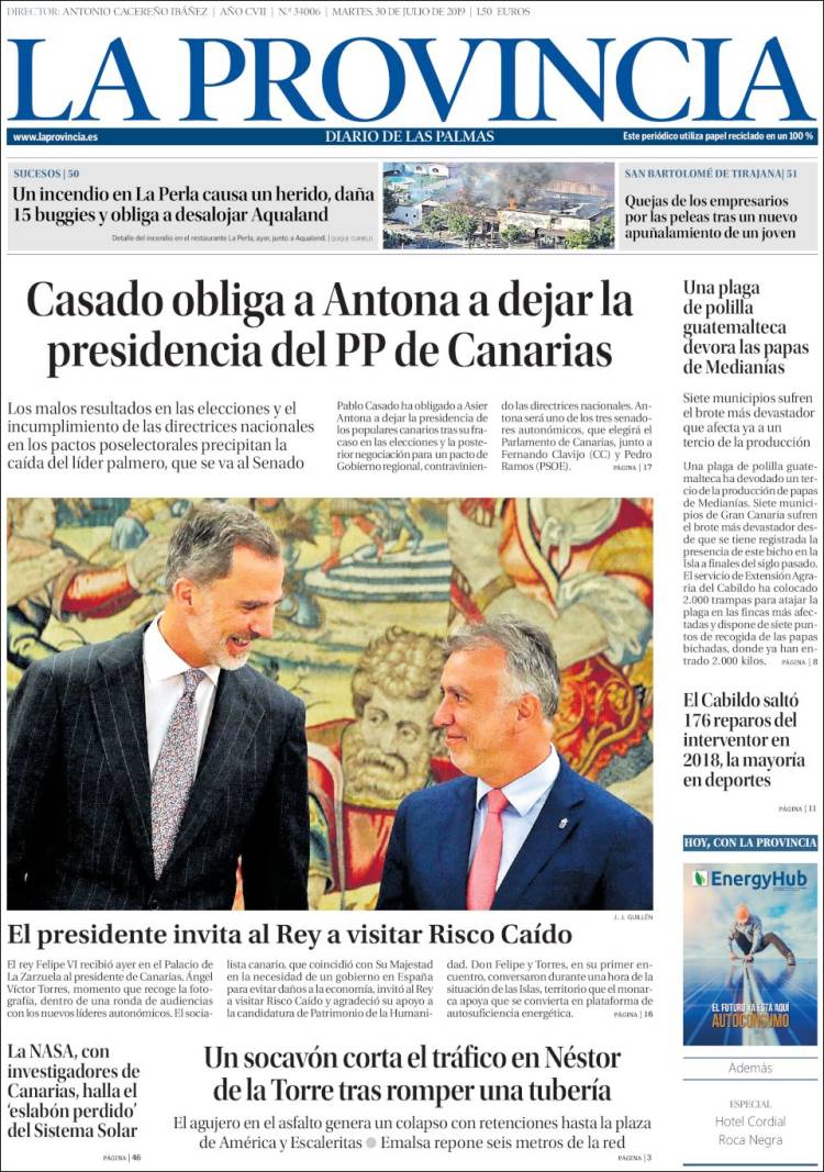 Portada de La Provincia (Spain)