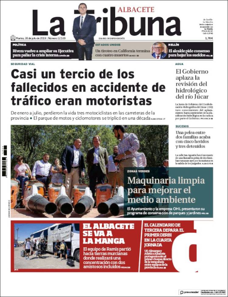 Portada de La Tribuna de Albacete (Spain)