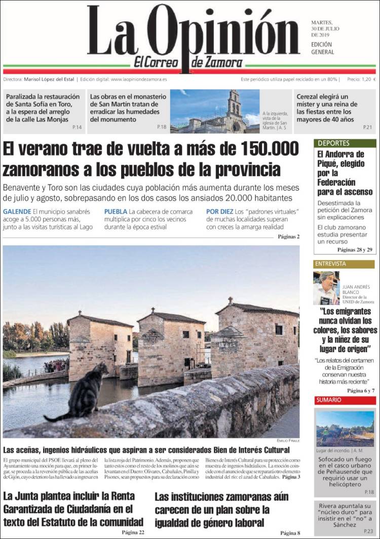 Portada de La Opinión - El Correo de Zamora (Spain)