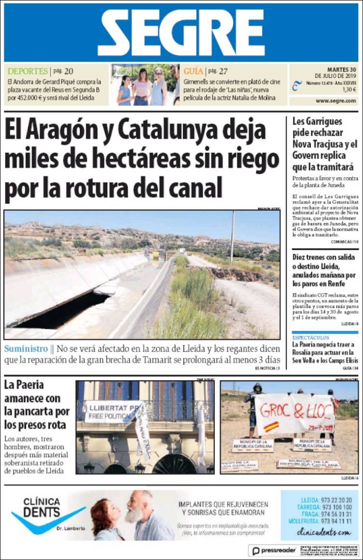 Portada de Segre  (Spain)