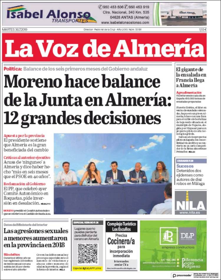 Portada de La Voz de Almería (Spain)