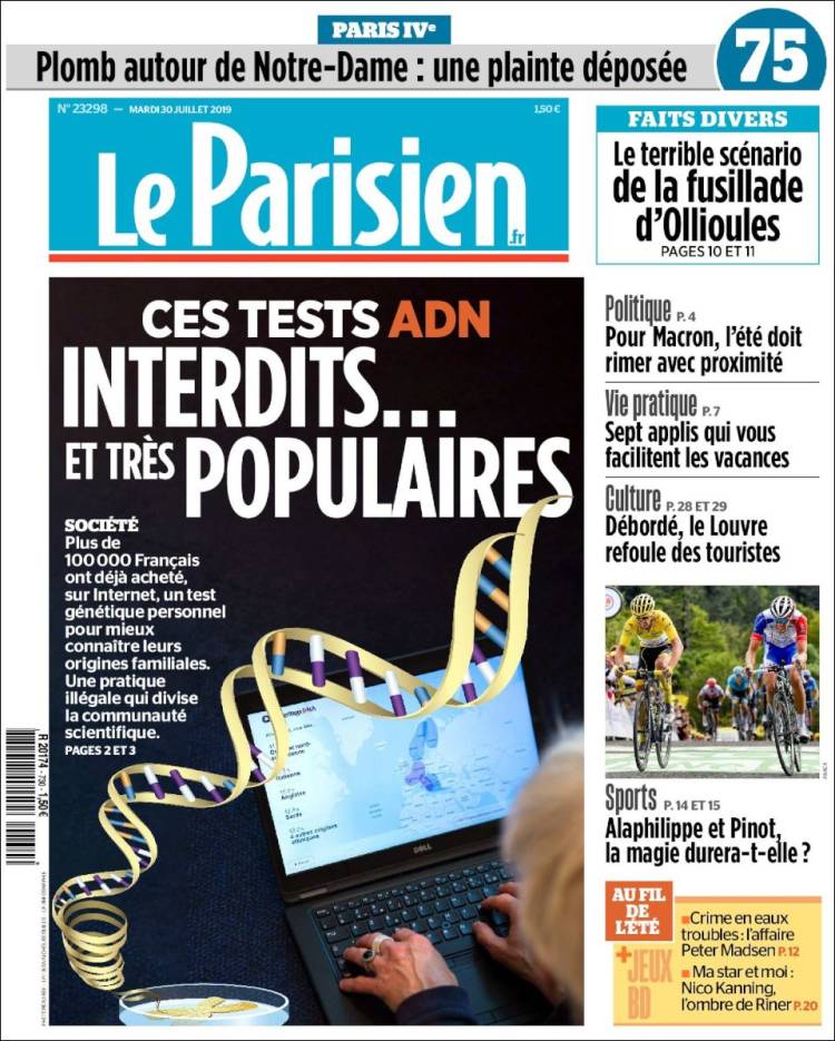 Portada de Le Parisien (France)