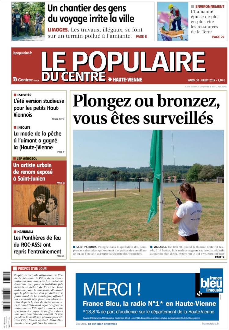 Portada de Le Populaire du Centre (France)