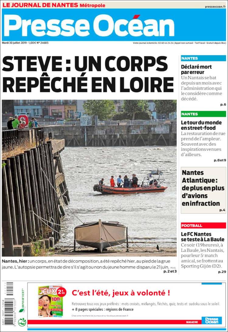 Portada de Presse Ocean (France)