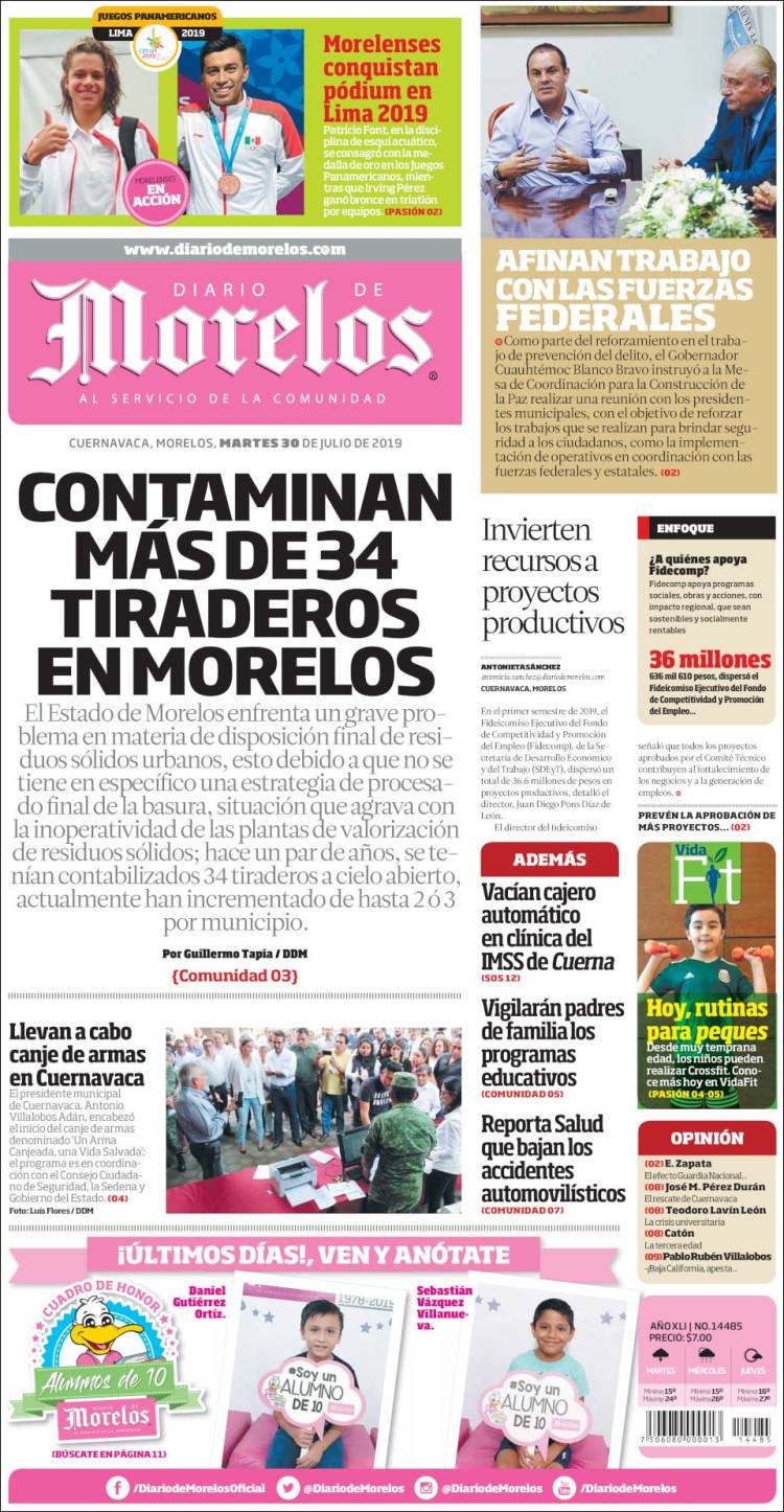 Portada de Diario de Morelos (Mexico)