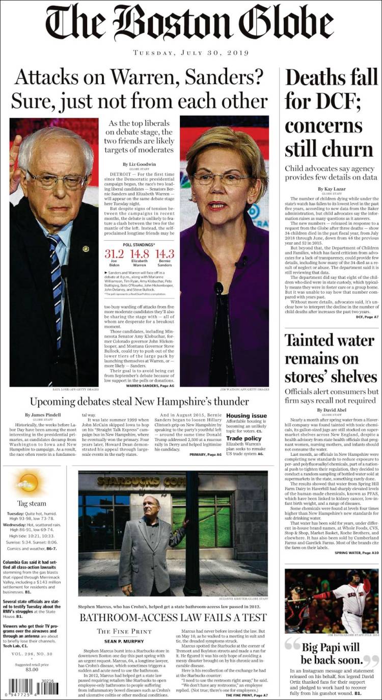 Portada de Boston Globe (États-Unis)