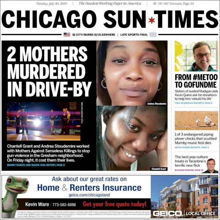 Portada de Chicago Sun-Times (États-Unis)