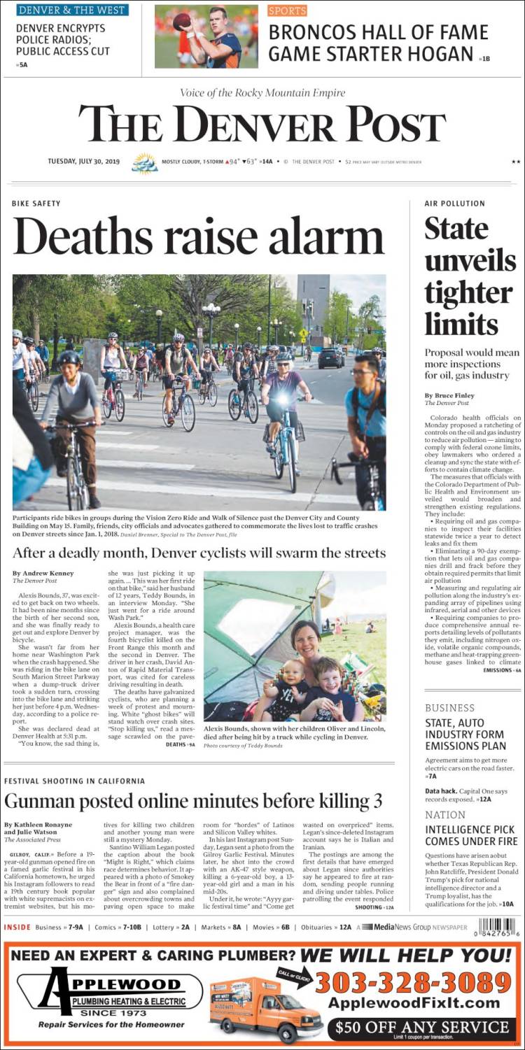 Portada de The Denver Post (États-Unis)