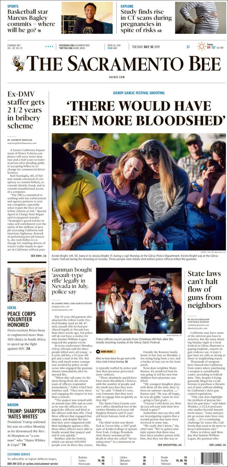 Portada de The Sacramento Bee (États-Unis)