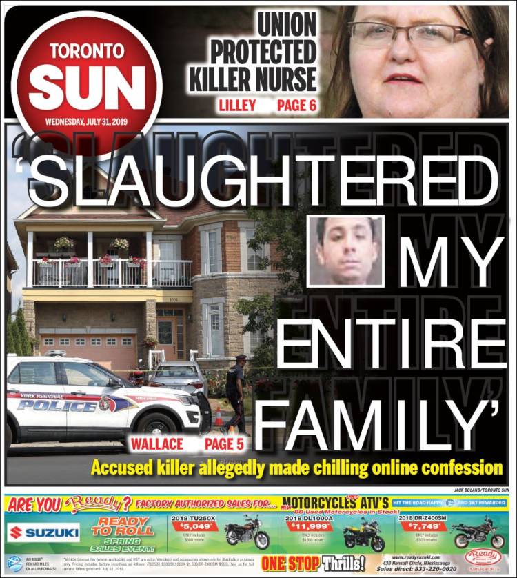 Portada de The Toronto Sun (Canadá)