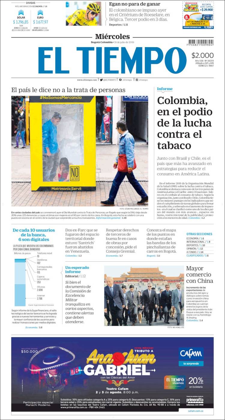 Portada de El Tiempo (Colombia)