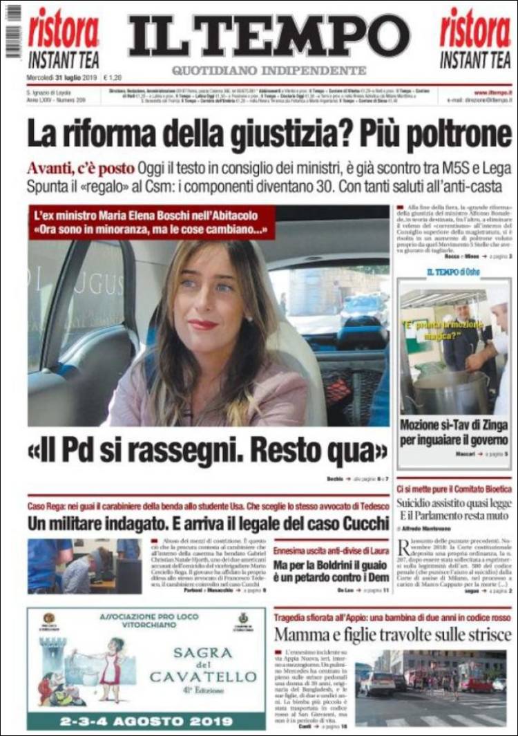Portada de Il Tempo (Italie)