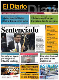 Portada de El Diario de Madryn (Argentina)