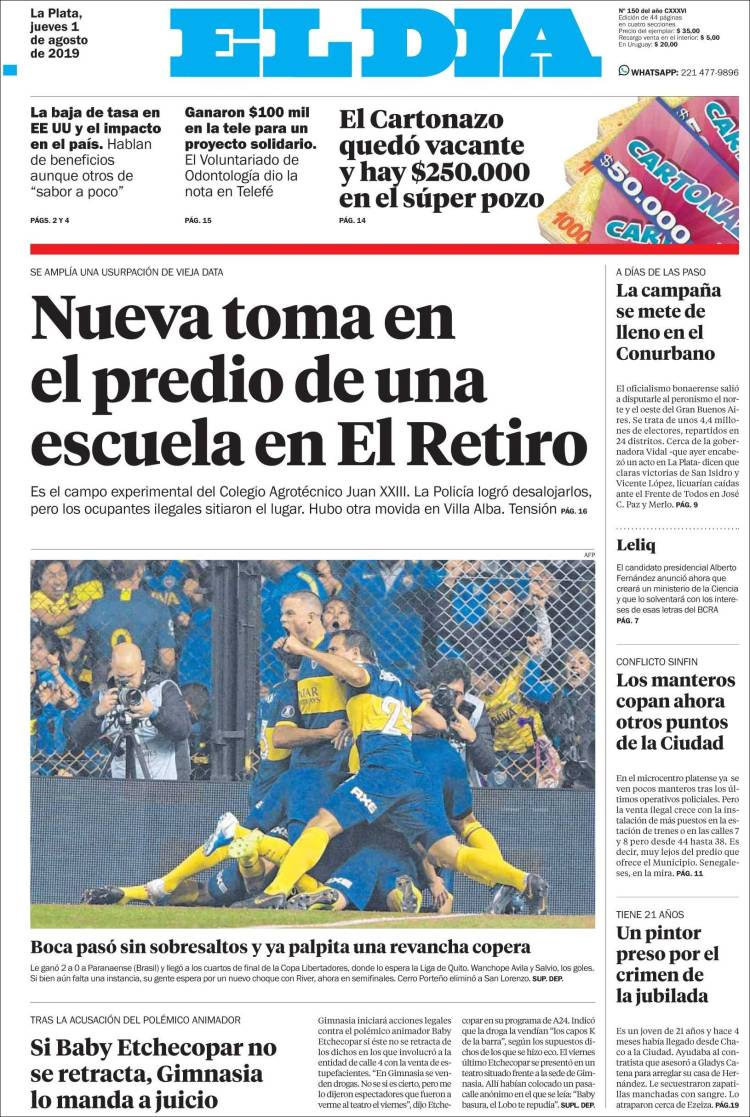 Portada de El Día de la Plata (Argentina)