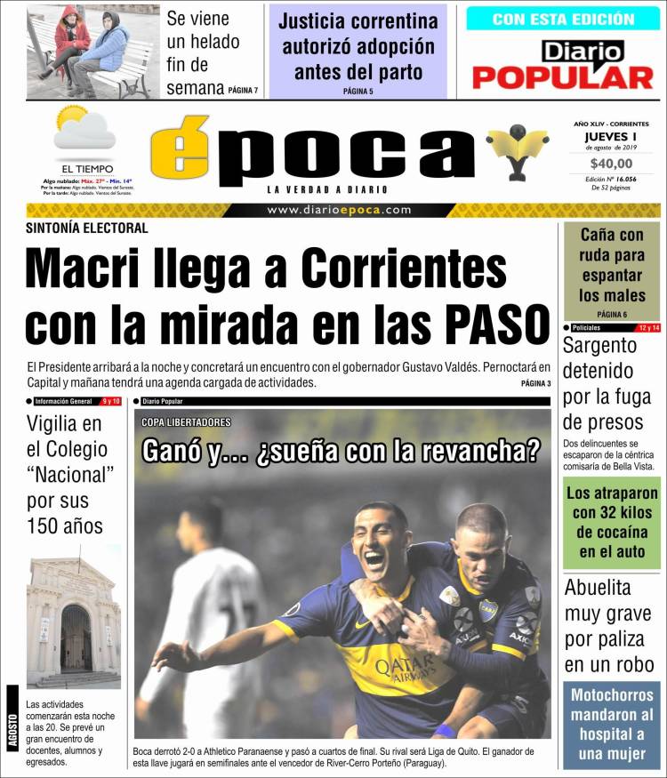 Portada de Diario Época (Argentina)