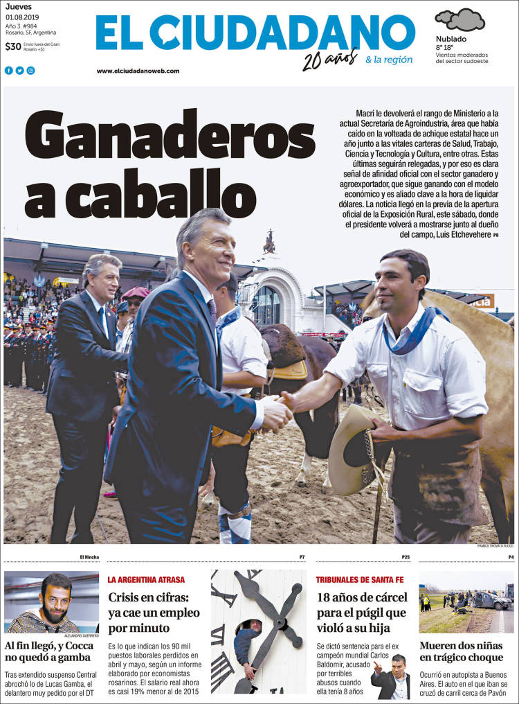 Portada de Diario El Ciudadano (Argentina)