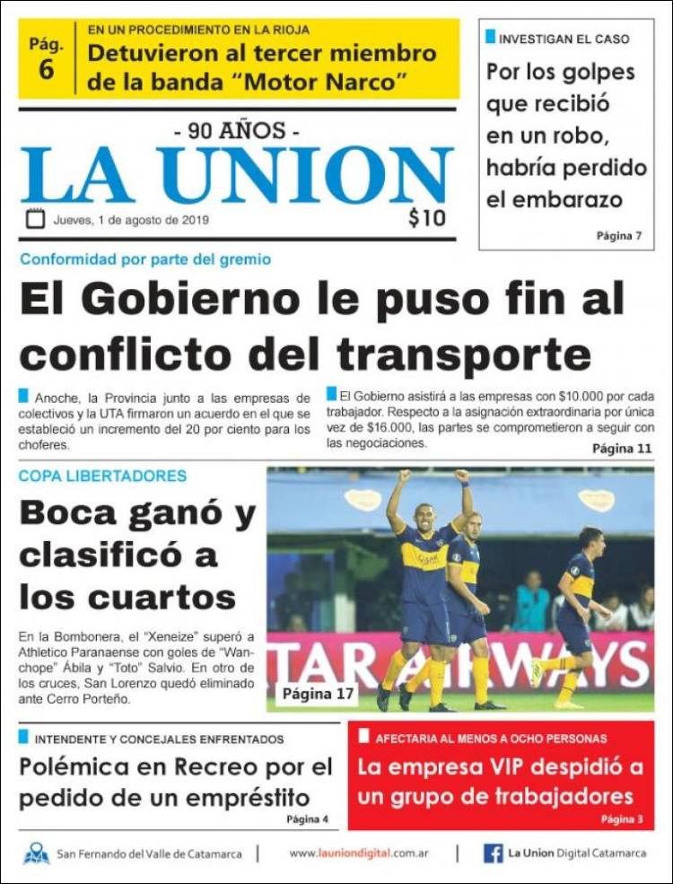 Portada de La Unión (Argentina)