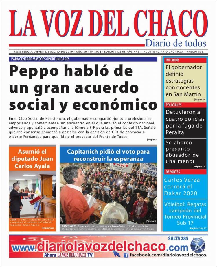 Portada de La Voz del Chaco (Argentina)