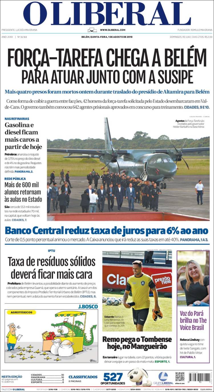 Portada de O Liberal (Brasil)