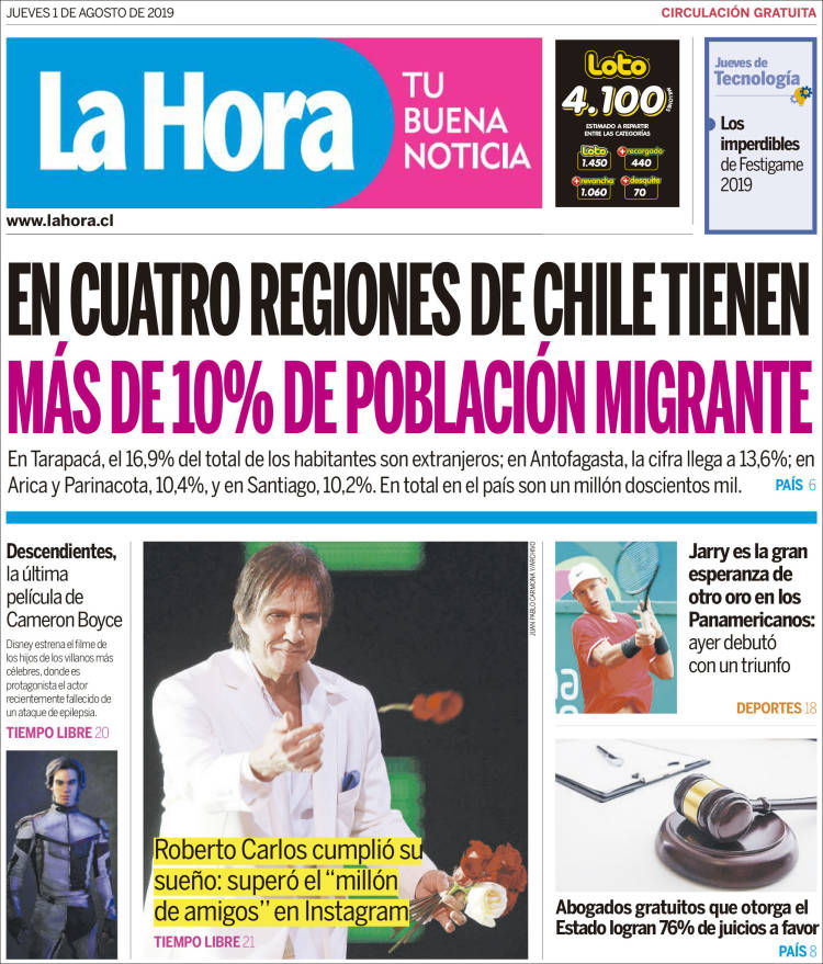 Portada de La Hora (Chile)