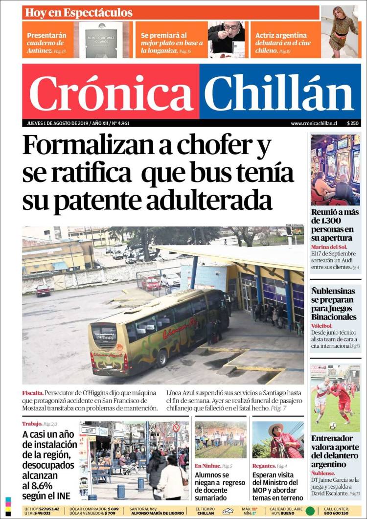 Portada de Crónica Chillán (Chile)